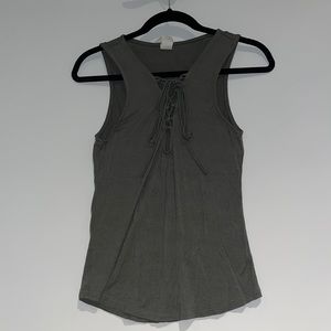 Green lace up tank-top